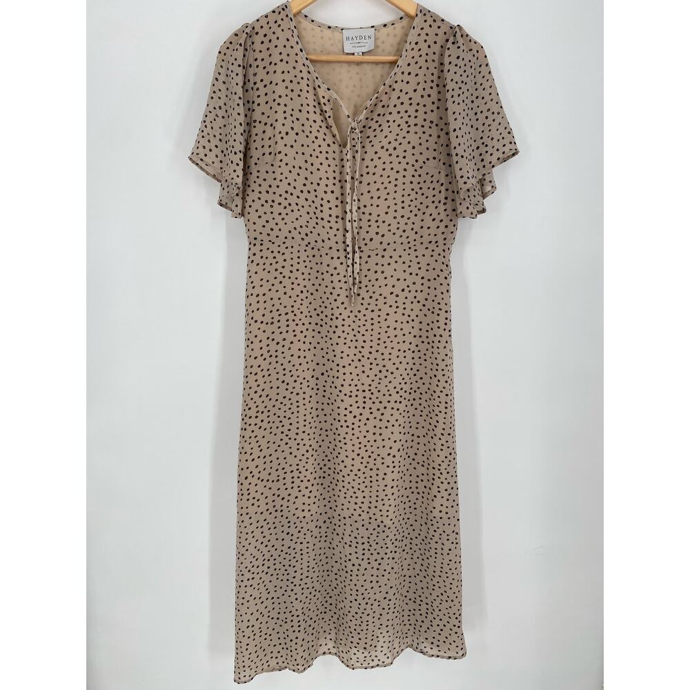 Hayden Dress Women’s 8 Beige & Black Polka Dot Flowy Feminine Romantic
